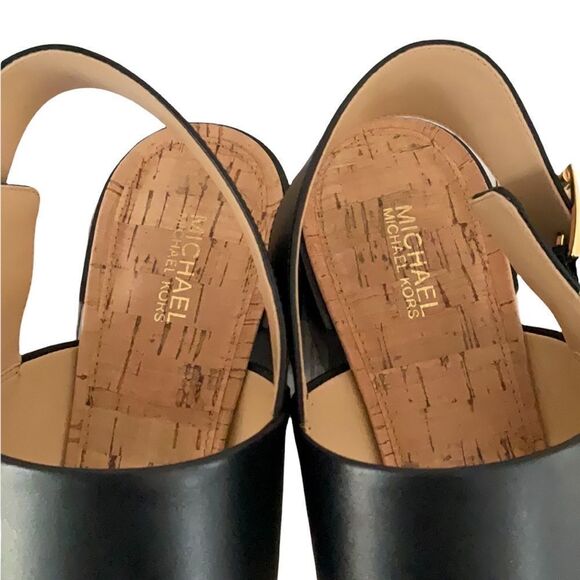 MICHAEL KORS NEW IN BOX BLACK LEATHER SLIP ON SANDAL SHOES SIZE 8M - Picture 7 of 8